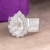 Adriana Pear Moissanite Sterling Silver Engagement Ring