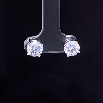 Vivian 18Karat White Gold 7MM Moissanite Earring