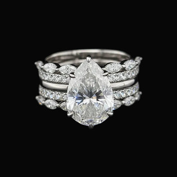 Willow Pear 10Karat White Gold Moissanite 2 in 1 Ring