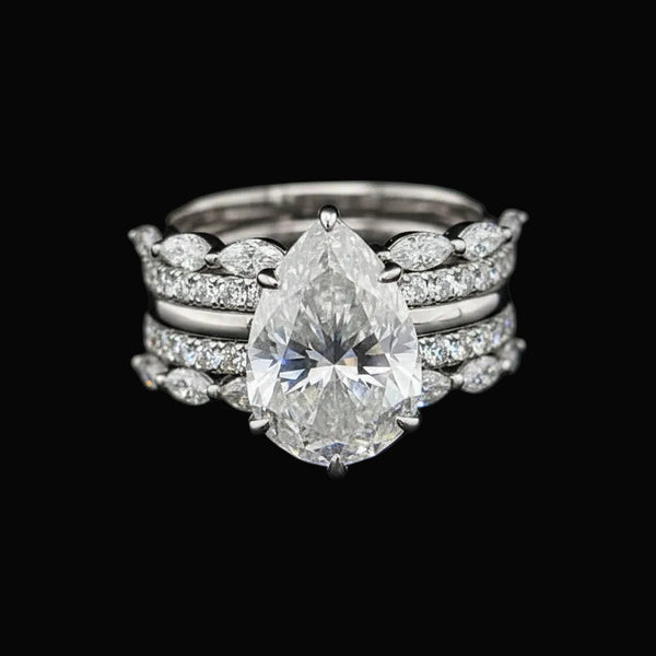 Willow Pear 10Karat White Gold Moissanite 2 in 1 Ring