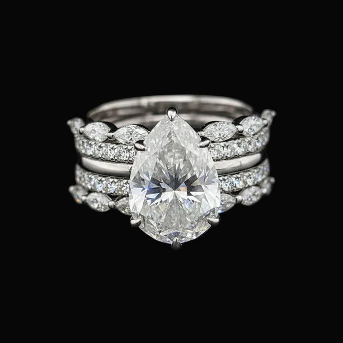Willow Pear 10Karat White Gold Moissanite 2 in 1 Ring