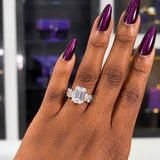 Lucy Emerald Sterling Silver Engagement Ring
