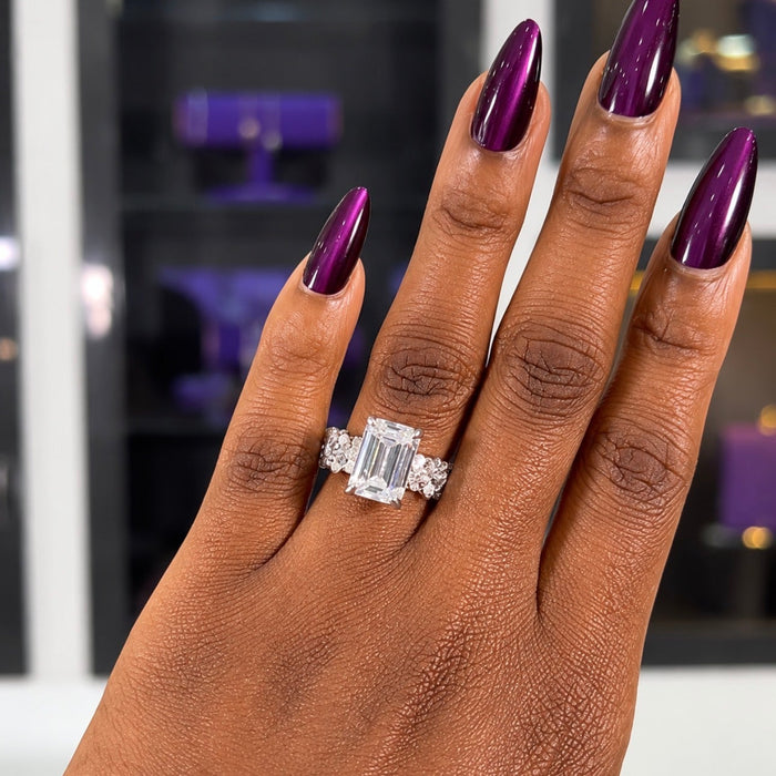 Lucy Emerald Sterling Silver Engagement Ring