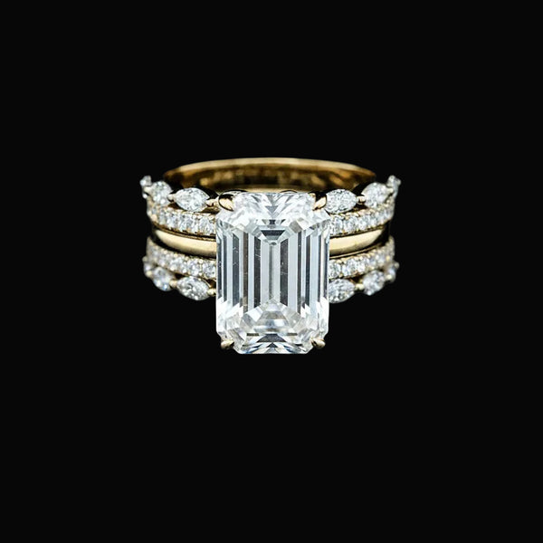 Willow Emerald 10Karat Yellow Gold Moissanite 2 in 1 Ring