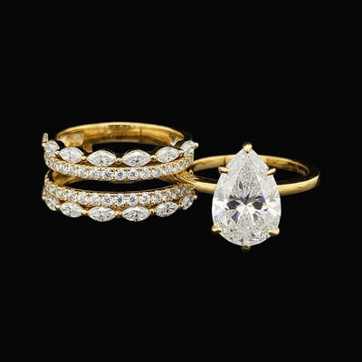 Willow Pear 10Karat Yellow Gold Moissanite 2 in 1 Ring
