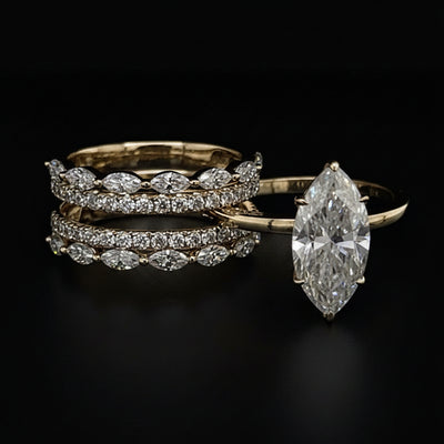 Willow Marquise 10Karat Yellow Gold Moissanite 2 in 1 Ring