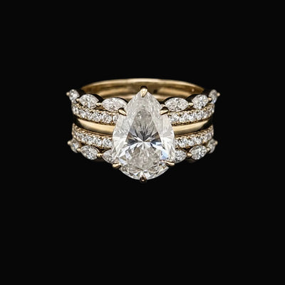 Willow Pear 10Karat Yellow Gold Moissanite 2 in 1 Ring
