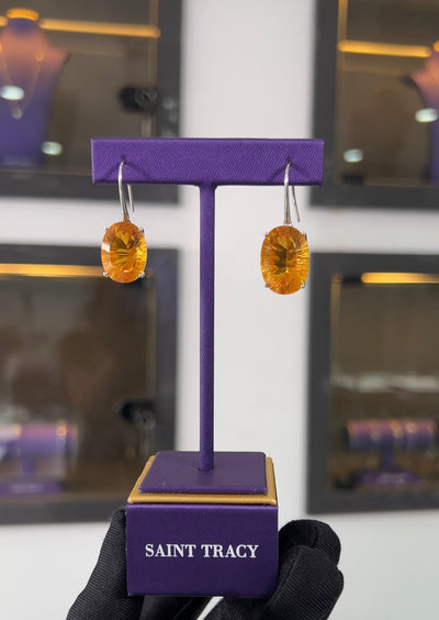 Zina 18Karat White Gold with Amber Gemstone Earring