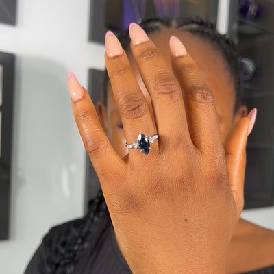 Liliana Marquise 10Karat White Gold Black Moissanite Engagement Ring
