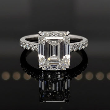 Joella Emerald 10Karat White Gold Moissanite Engagement Ring