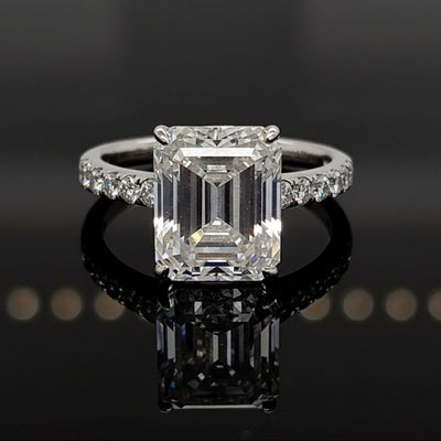 Joella Emerald 10Karat White Gold Moissanite Engagement Ring