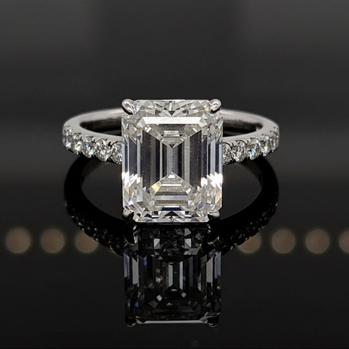 Joella Emerald 10Karat White Gold Moissanite Engagement Ring