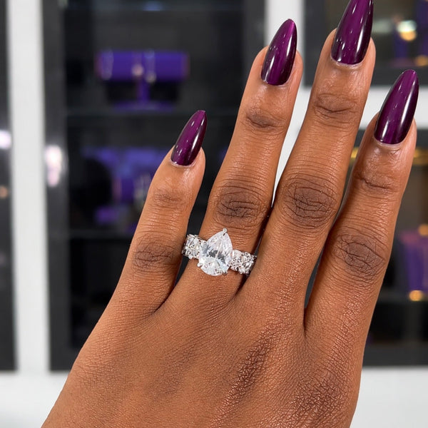 Lucy Pear Sterling Silver Engagement Ring