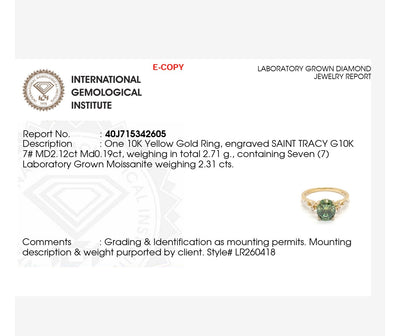 Liliana Oval 10Karat Yellow Gold Green Moissanite Engagement Ring