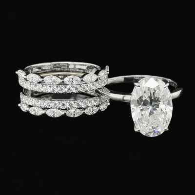 Willow Oval 10Karat White Gold Moissanite 2 in 1 Ring