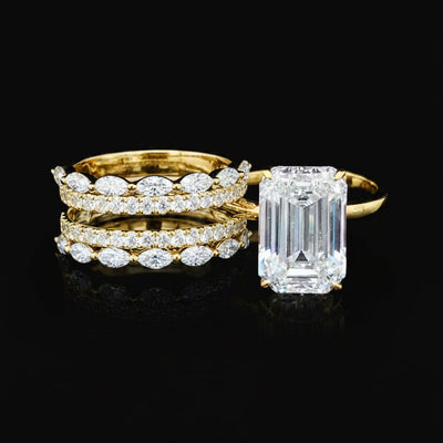 Willow Emerald 10Karat Yellow Gold Moissanite 2 in 1 Ring