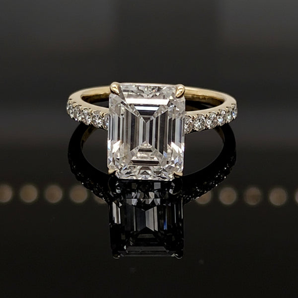 Joella Emerald 10Karat Yellow Gold Moissanite Engagement Ring
