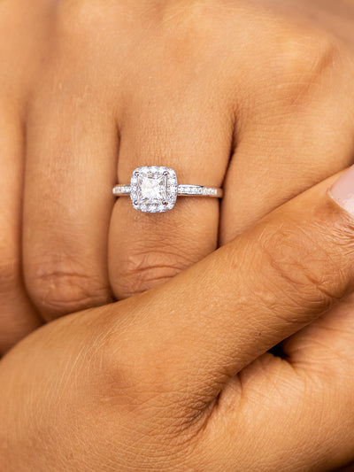 Ebony Moissanite Sterling Silver Engagement Ring