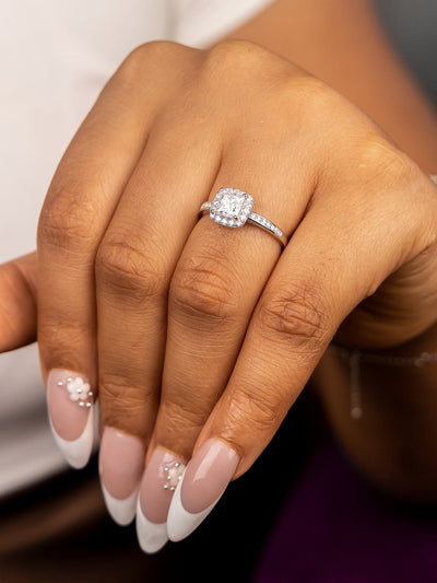 Ebony Moissanite Sterling Silver Engagement Ring