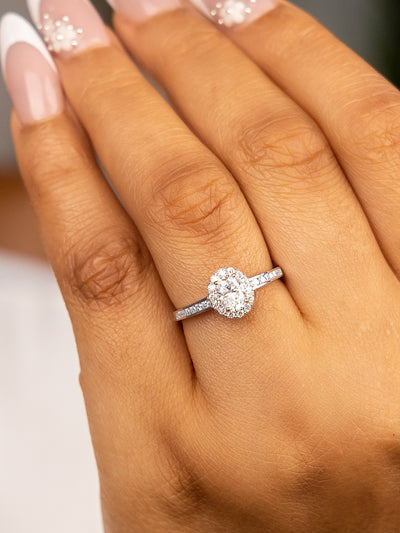 Ebony Oval Moissanite Sterling Silver Engagement Ring