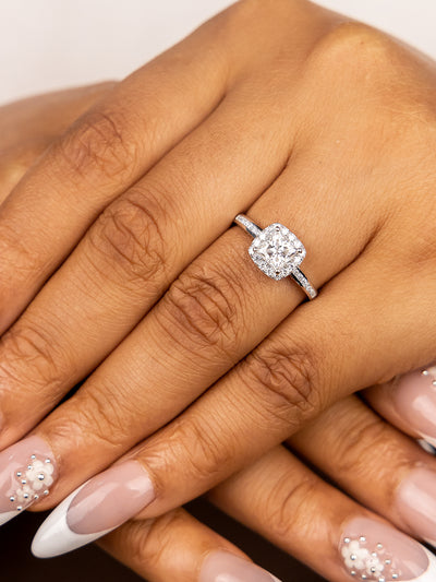 Ebony Moissanite Sterling Silver Engagement Ring