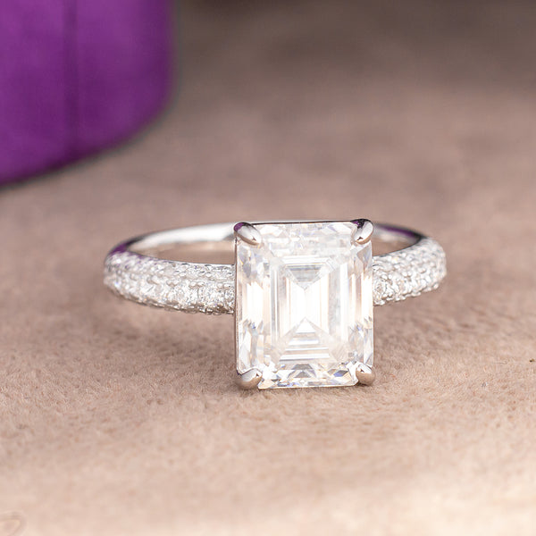 Isabel Emerald Moissanite Sterling Silver Engagement Ring