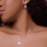 Eudora Moissanite Sterling Silver Necklace and Earring Set