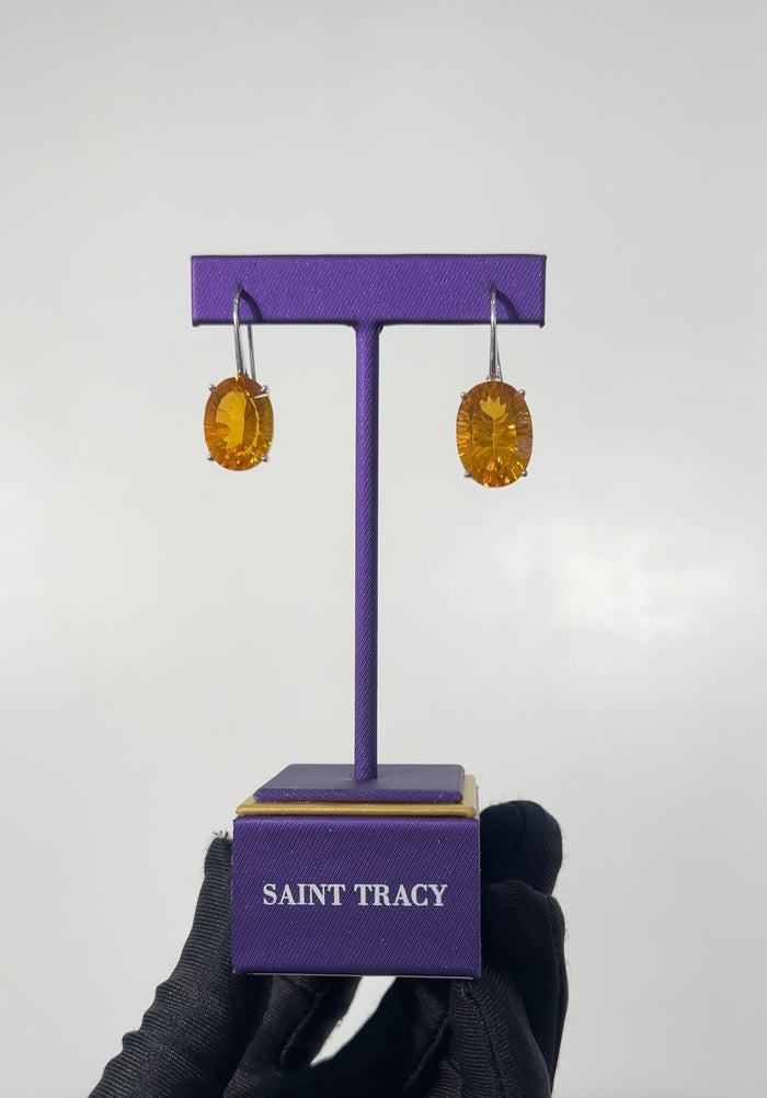 Zina 18Karat White Gold with Amber Gemstone Earring