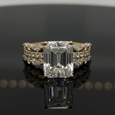 Lizzie Emerald 18Karat Yellow Gold Moissanite Engagement Ring