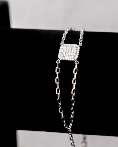 Gabriella Square 2.5mm 18Karat White Gold Diamond Bracelet