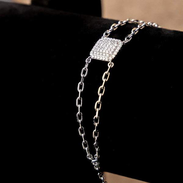 Gabriella Square 2.5mm 18Karat White Gold Diamond Bracelet