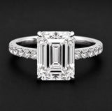Joella Emerald 10Karat White Gold Moissanite Engagement Ring