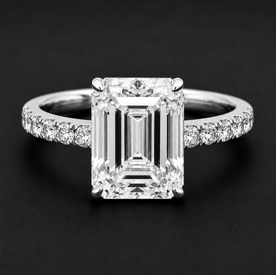 Joella Emerald 10Karat White Gold Moissanite Engagement Ring