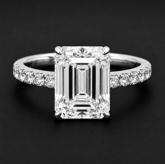 Joella Emerald 10Karat White Gold Moissanite Engagement Ring