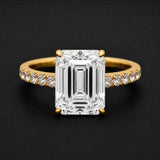 Joella Emerald 10Karat Yellow Gold Moissanite Engagement Ring