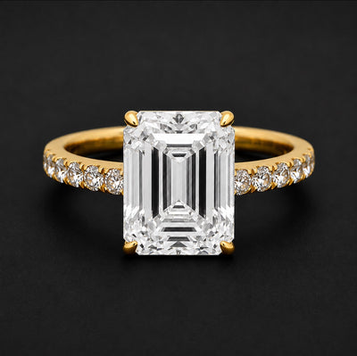 Joella Emerald 10Karat Yellow Gold Moissanite Engagement Ring