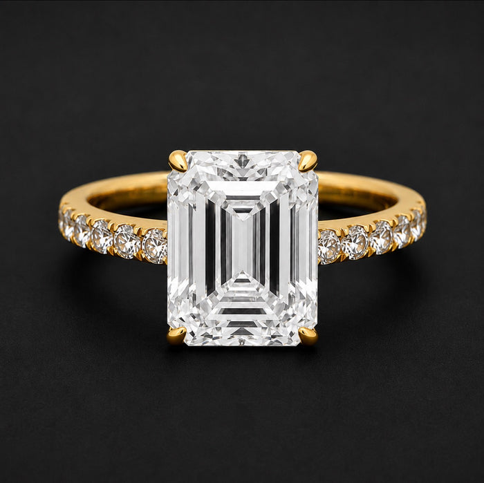 Joella Emerald 10Karat Yellow Gold Moissanite Engagement Ring