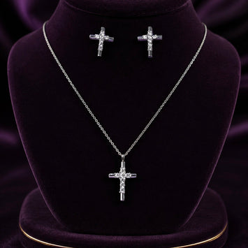 Taja Moissanite Sterling Silver Necklace and Earring Set