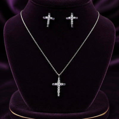 Taja Moissanite Sterling Silver Necklace and Earring Set