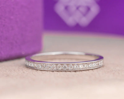 Cheryl 10Karat White Gold Moissanite Wedding Band