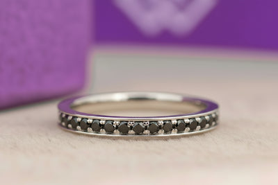 Cheryl 18Karat White Gold with black stone Wedding Band