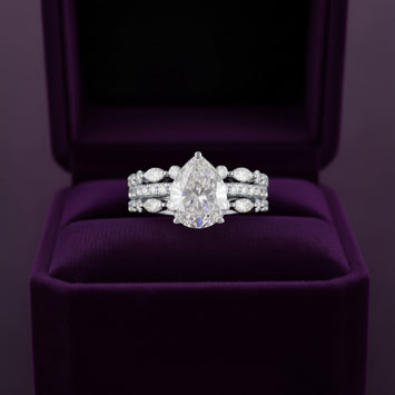 Lizzie Pear 18Karat White Gold Moissanite Engagement Ring