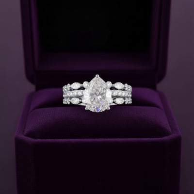Lizzie Pear 18Karat White Gold Moissanite Engagement Ring