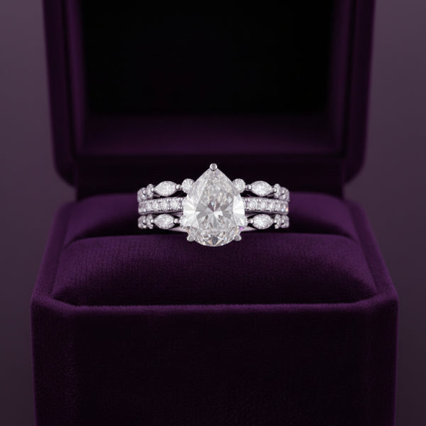Lizzie Pear 18Karat White Gold Moissanite Engagement Ring