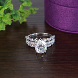 Lizzie Pear 18Karat White Gold Moissanite Engagement Ring