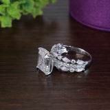 Lizzie Emerald 18Karat White Gold Moissanite Engagement Ring