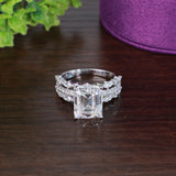 Lizzie Emerald 18Karat White Gold Moissanite Engagement Ring