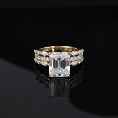 Lizzie Emerald 18Karat Yellow Gold Moissanite Engagement Ring
