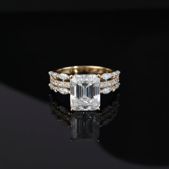 Lizzie Emerald 18Karat Yellow Gold Moissanite Engagement Ring