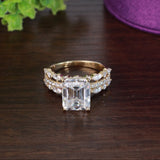 Lizzie Emerald 18Karat Yellow Gold Moissanite Engagement Ring